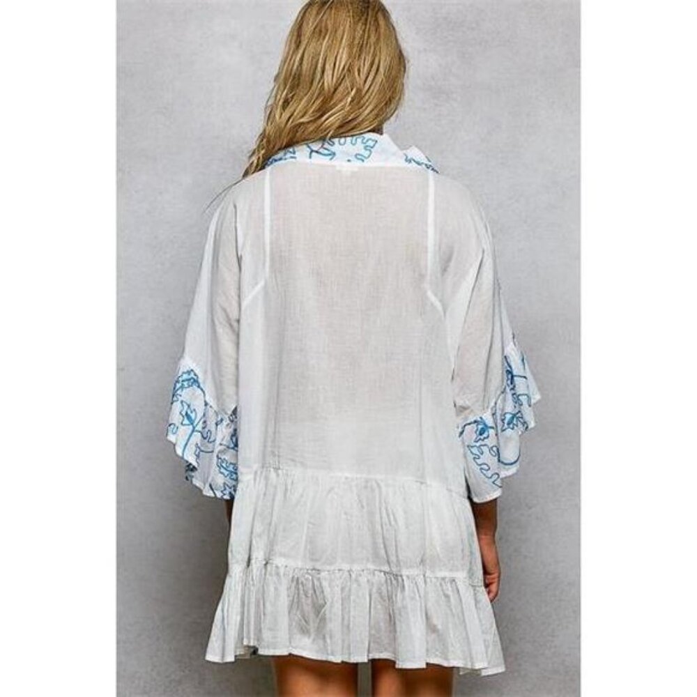 POL Tiered Ruffled Printed 3/4 Sleeve Mini Dress - Picture 3 of 6